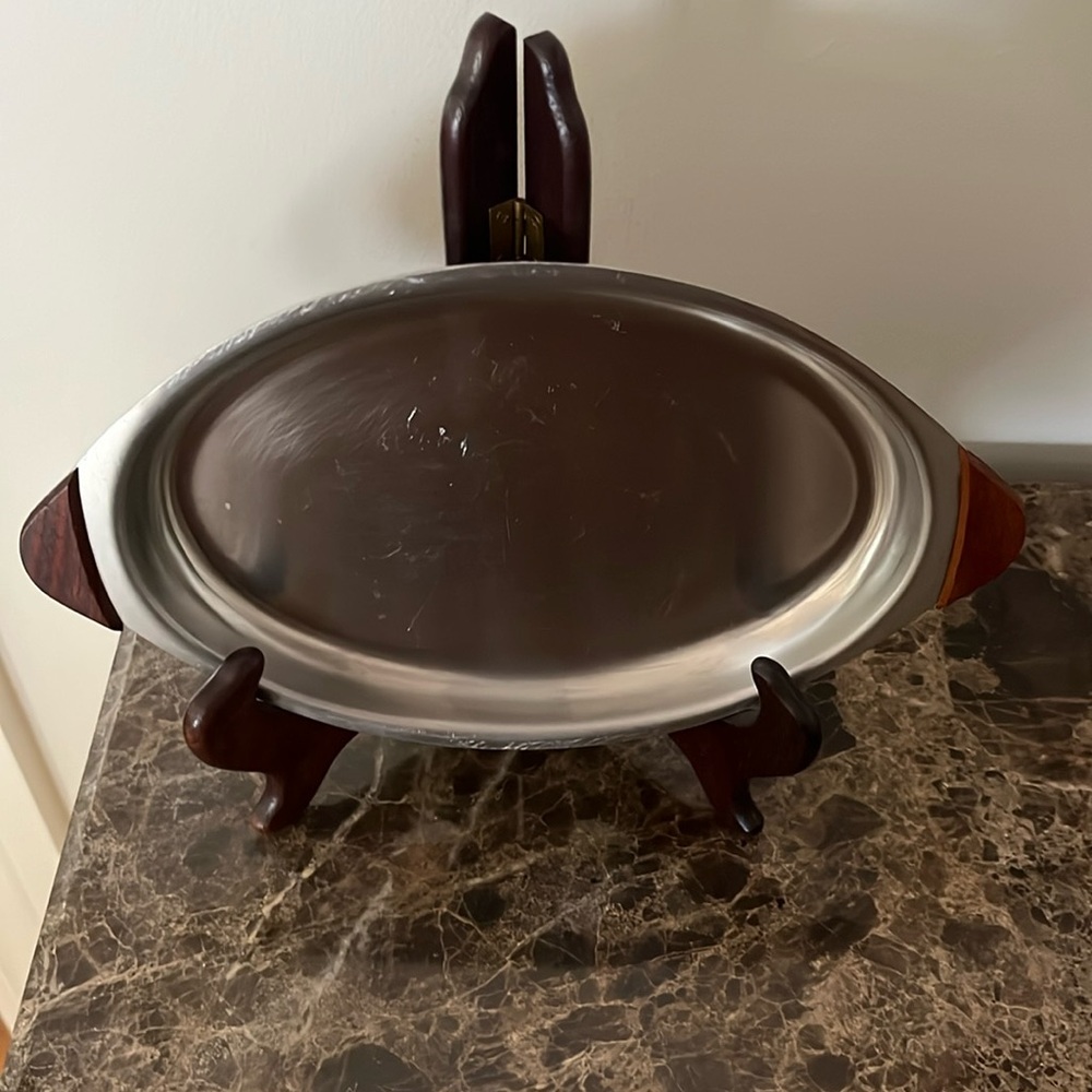 MCM Wood  and Stainless Steel tray.